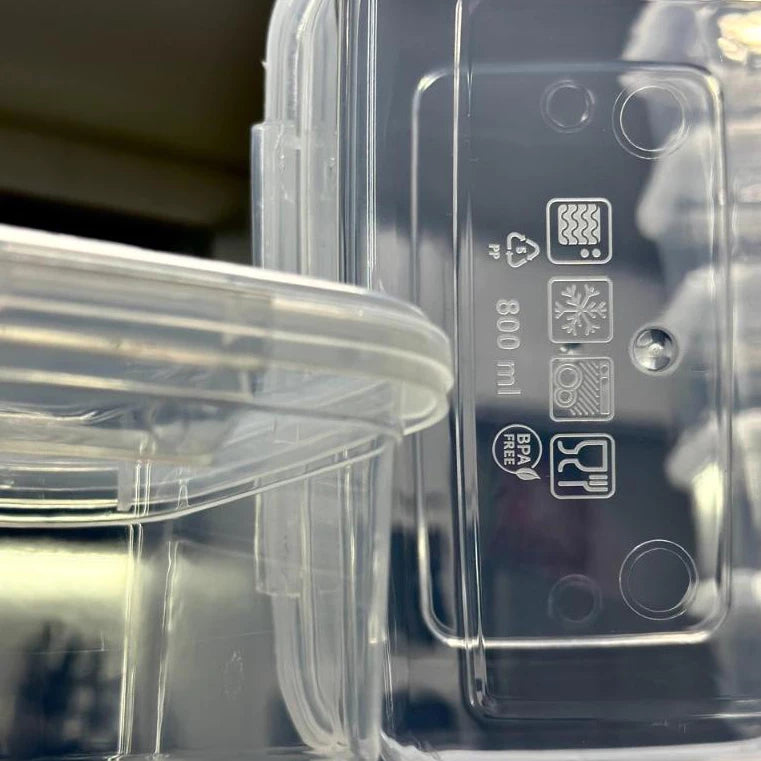 Kit Marmitas 800ml com travas transparente Reutilizáveis Fitgrace